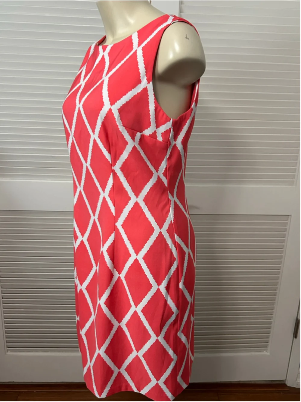 ALYX Red White Diamond Lattice Sleeveless Dress Size 12 Stretch